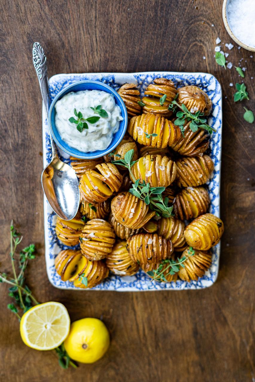 Lemon Oregano Mini Hasselback Potatoes - Lean Green Nutrition Fiend