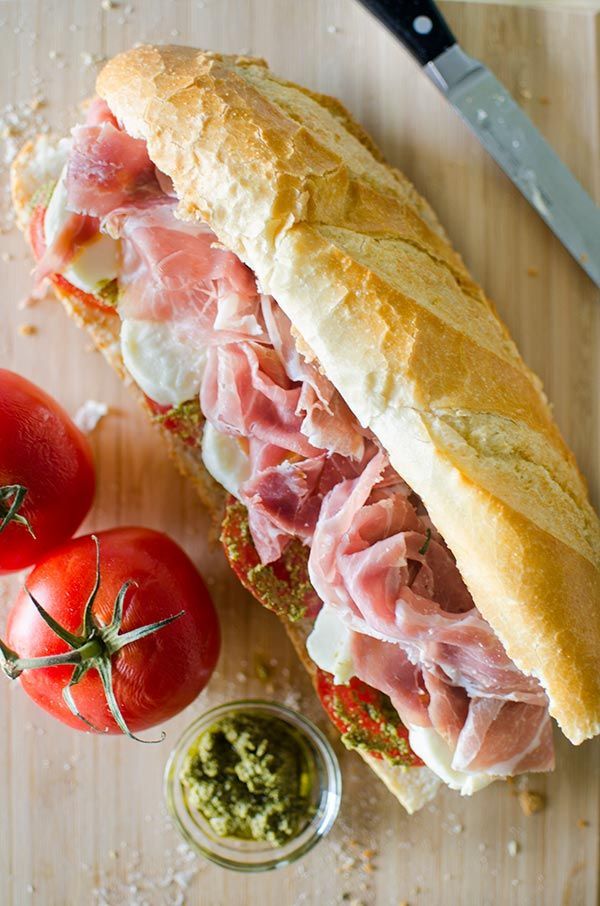 Prosciutto Mozzarella and Pesto-Marinated Tomato Sandwich | Recipe |  Recipes, Delicious sandwiches, Yummy food