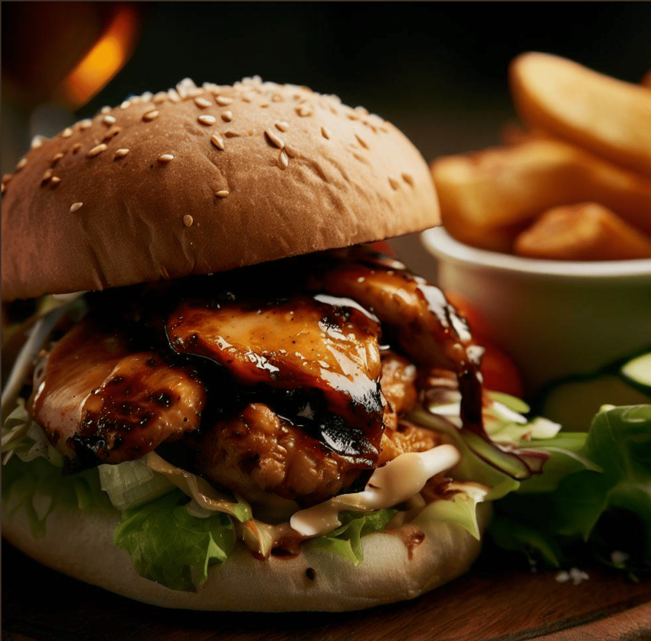 BBQ Chicken Burger - Quick Dinner with Pre-Glazed Chicken Breast