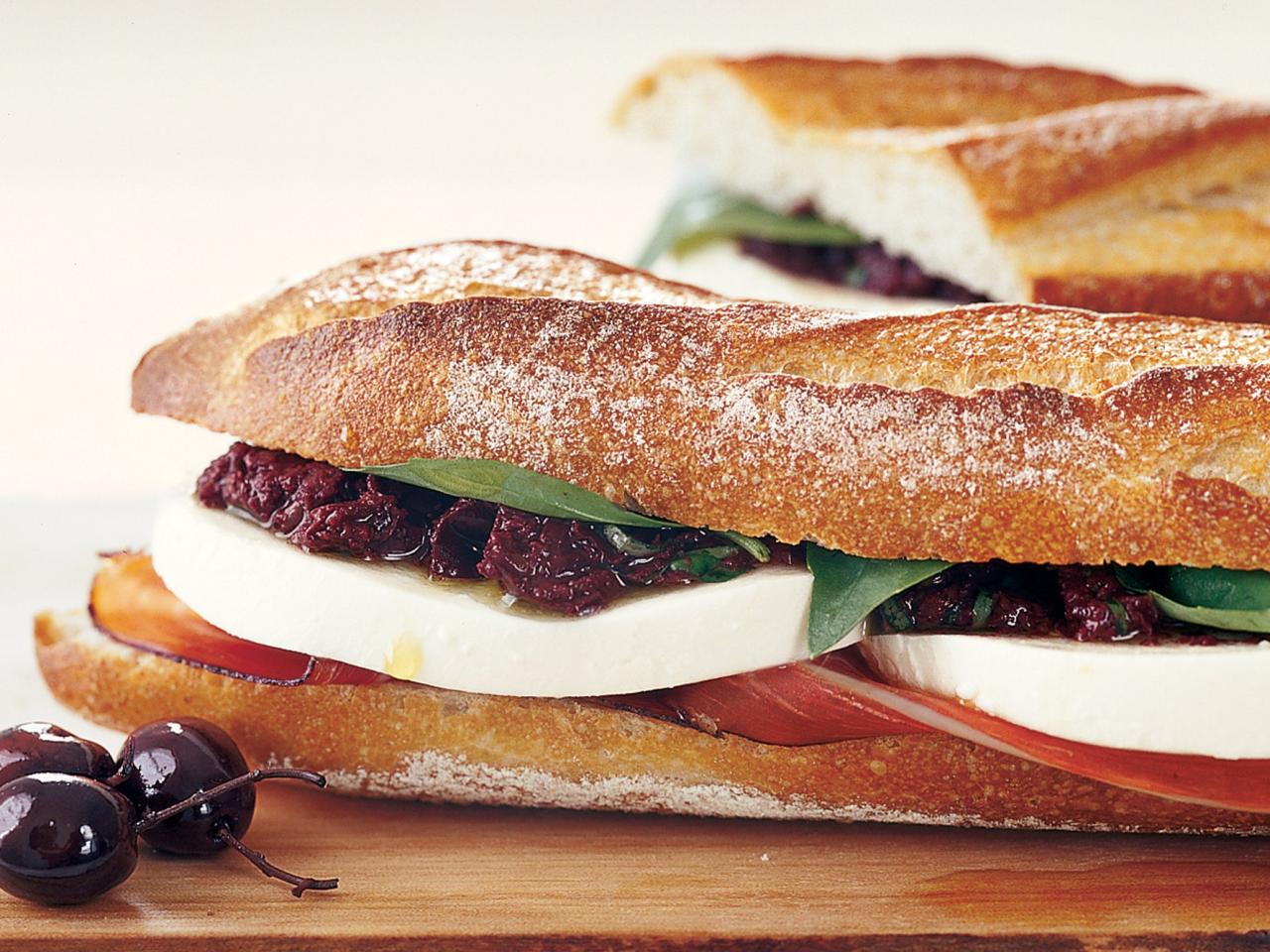 Mozzarella and Prosciutto Sandwiches with Tapenade Recipe | Epicurious