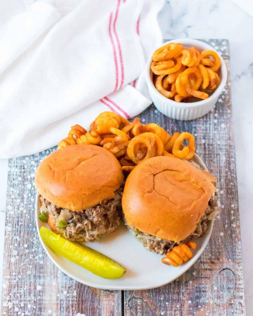 Philly Cheesesteak Sloppy Joes, Slow Cooker or Stovetop - Everyday Eileen
